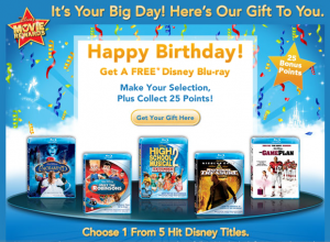 Disney Movie Rewards Free Blu ray for Your Birthday Deal