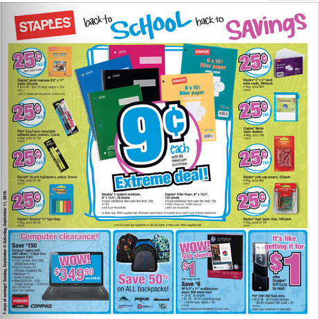 Staples Back to School Savings 9/5/10 - Deal Seeking Mom