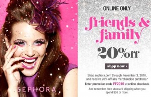 Sephora Friends & Family 20% 