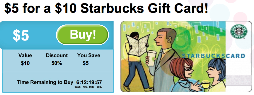 $10 starbucks gift card for $5