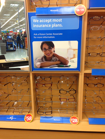 Walmart eye exam store and glasses price