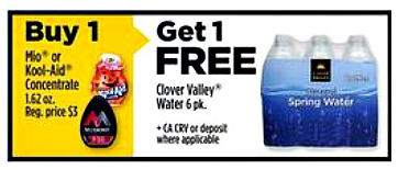 Mio Water Enhancer & Clover Valley Water (6 pk.) $1.50 at Dollar
