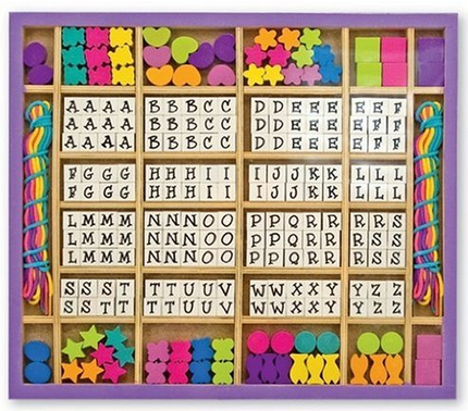 melissa & doug wooden stringing beads in a box
