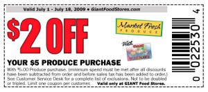 Giant Foods $2 of $5 Produce Purchase