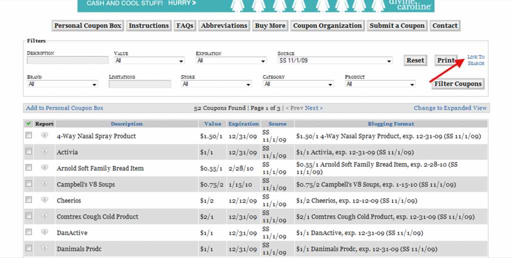 Deal Seeking Mom Coupon Database Screenshot 2