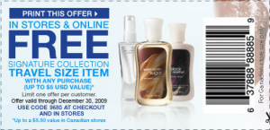 Bath & Body Works FREE Trial Size Coupon